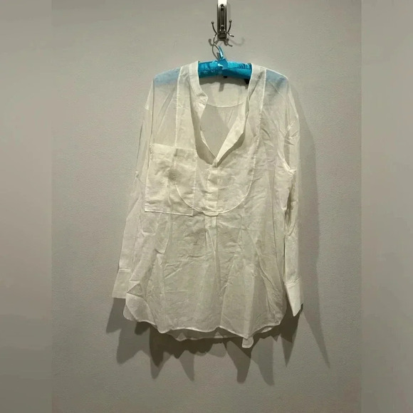 THEORY White Cotton Long Sleeve Tunic / Size Large - Picture 1 of 8